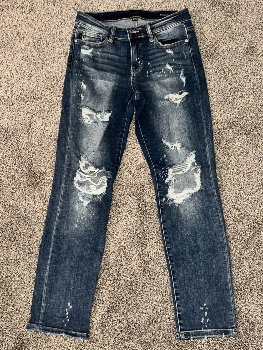 Judy Blue Dark Blue Distressed Skinny Jeans